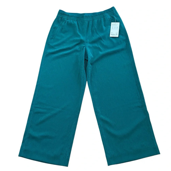 Athleta Echo Wide Crop Kelly Green Quick Drying Breathable Pants Sz 14T NWT - Picture 1 of 10